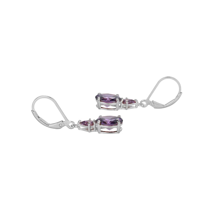 Purple Cubic Zirconia Platinum Over Sterling Silver February Birthstone
Earrings 6.56ctw