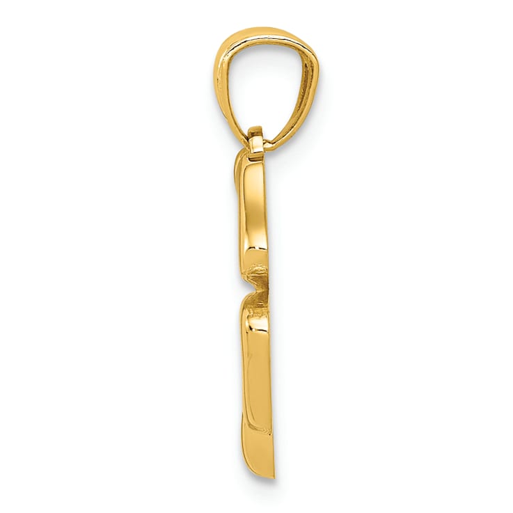 14K Yellow Gold Polished 4 Leaf Clover Pendant