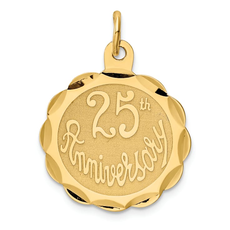 14k Yellow Gold 25th Anniversary Disc Charm