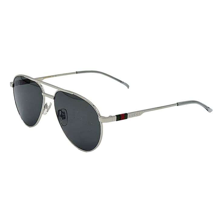 Gucci Silver Tone Aviator Frame / Gray Lenses Sunglasses