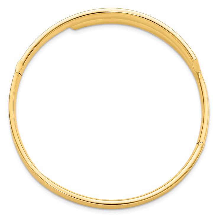 14k Yellow Gold Polished Overlap Hinged Bangle