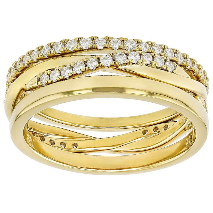 Moissanite Stackable Set Of 3 Rings In 14K Gold Over Sterling Silver