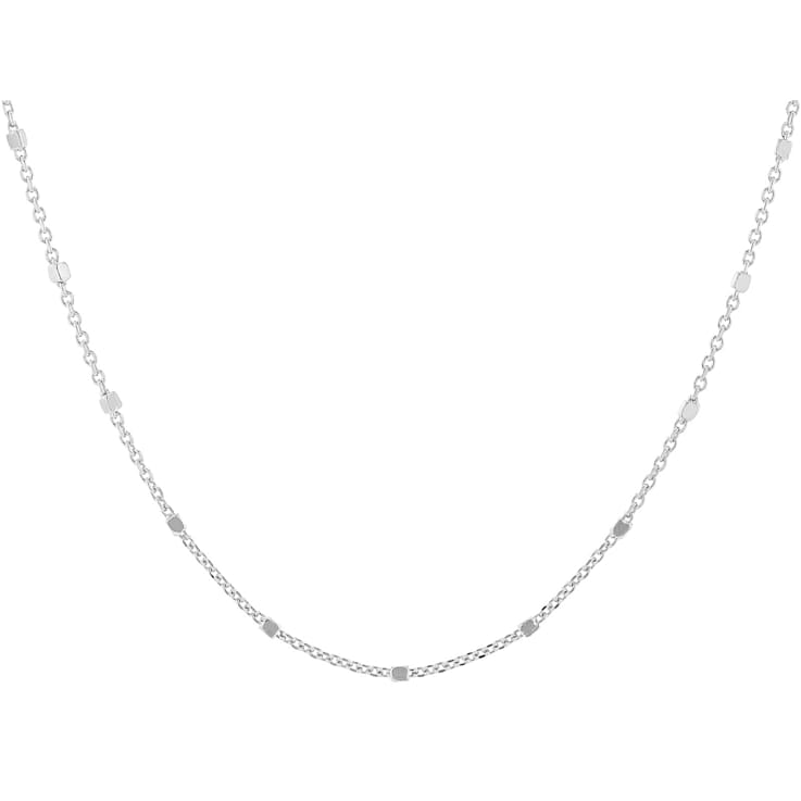 Square Bead Station Necklace In Sterling Silver