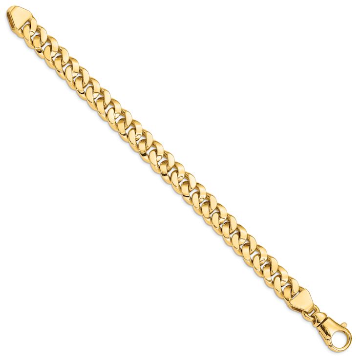 14k Yellow Gold 10mm Hand Polished Solid Fancy Link 22 Inch Chain