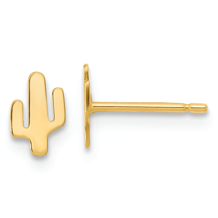 14k Yellow Gold Polished Cactus Stud Earrings