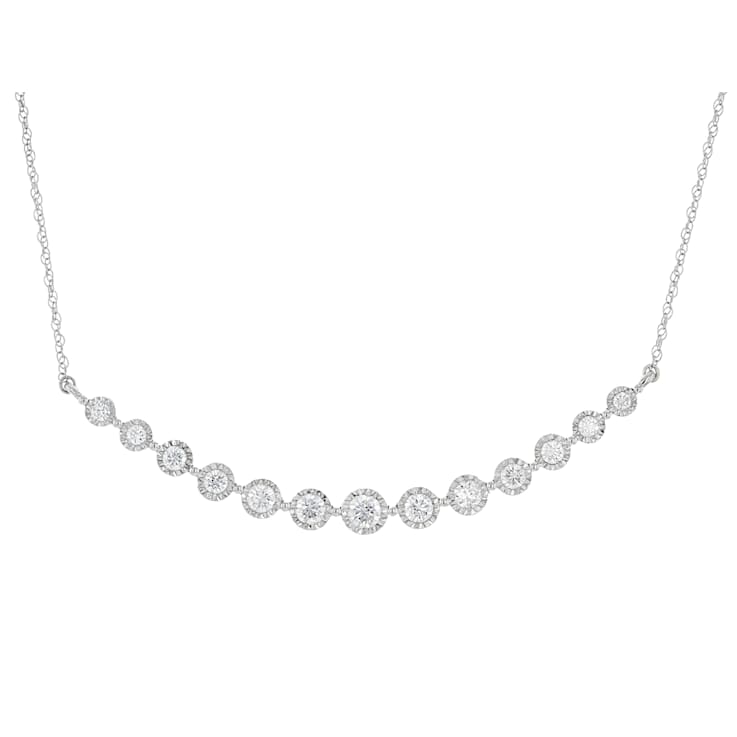 Lab-Grown Diamond Bar Necklace In 10K White Gold 1.00ctw