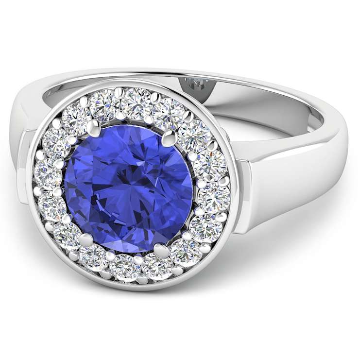 2.5ctw Violet Tanzanite and Diamond 14K White Gold Halo Ring
