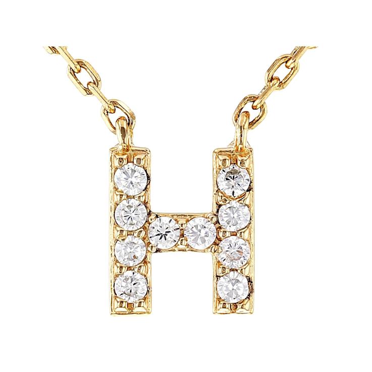 CZ Initial H Station Necklace In 18K Gold Over Sterling Silver 0.15ctw