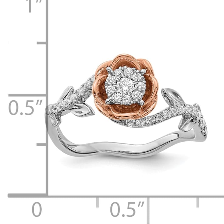 14K Two-tone White and Rose Gold Diamond Fashion Band