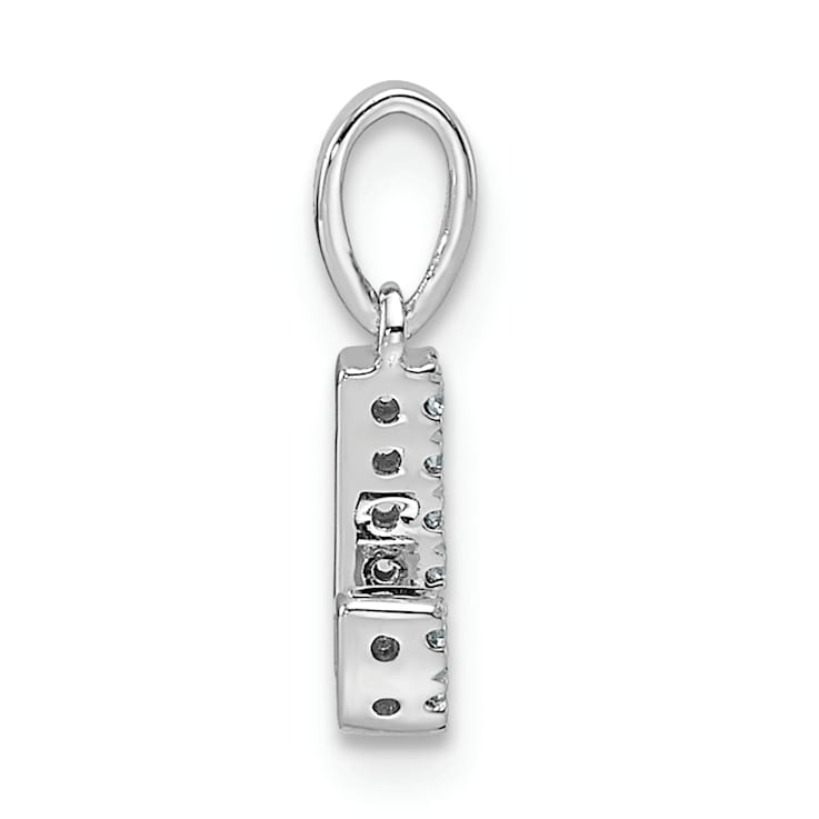 14K White Gold Diamond Letter J Initial with Bail Pendant