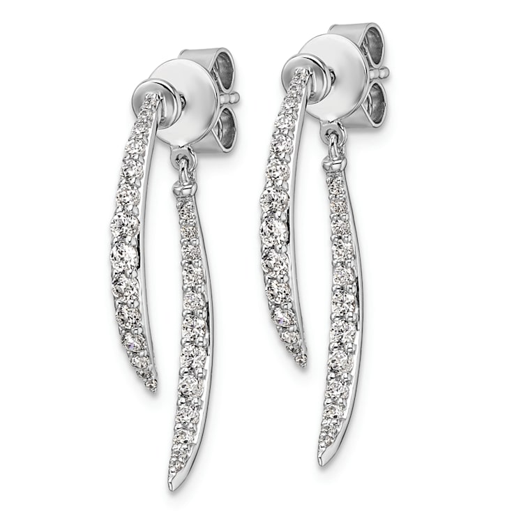 Rhodium Over 14K White Gold Lab Grown Diamond Front and Back Post Dangle Earrings
