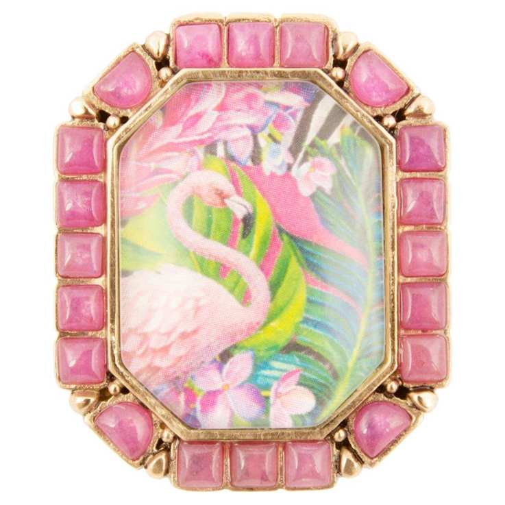 Barse Jewelry Flamingo Pink Agate Gold Tone Statement Ring