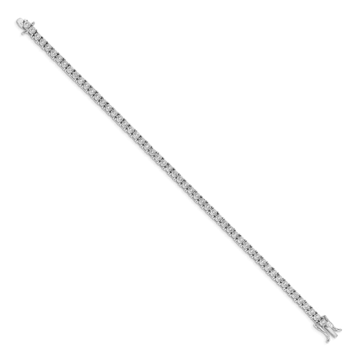 Rhodium Over 14k White Gold Illusion Setting Diamond Bracelet