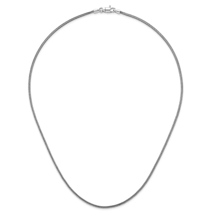 Rhodium Over Sterling Silver Polished 1.8mm Franco 24 Inch Chain