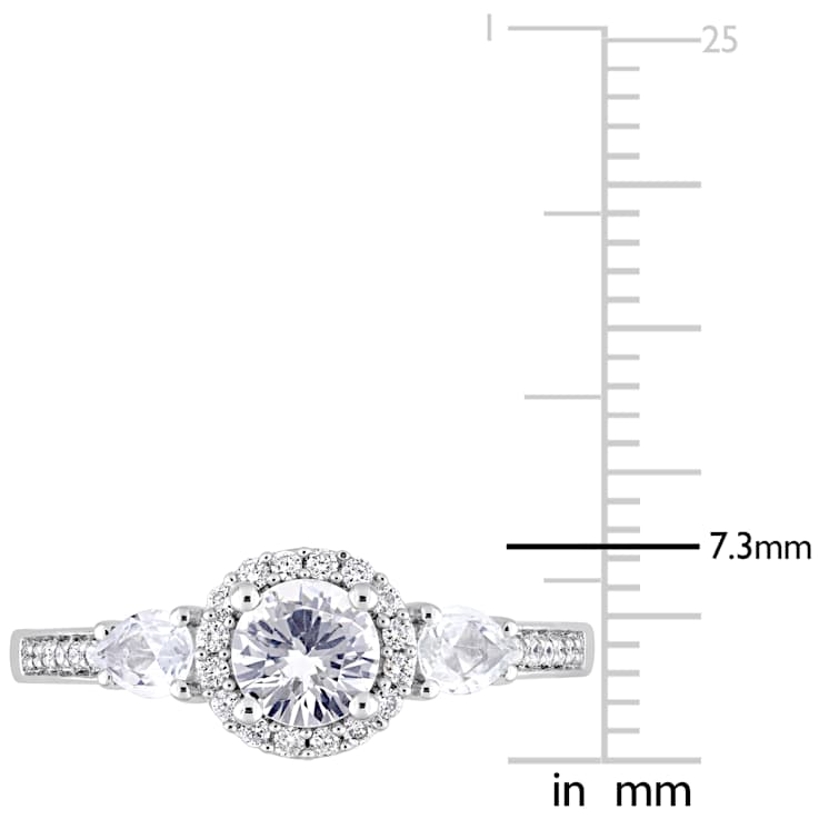 White Sapphire and Diamond 14K White Gold Ring 1.08ctw
