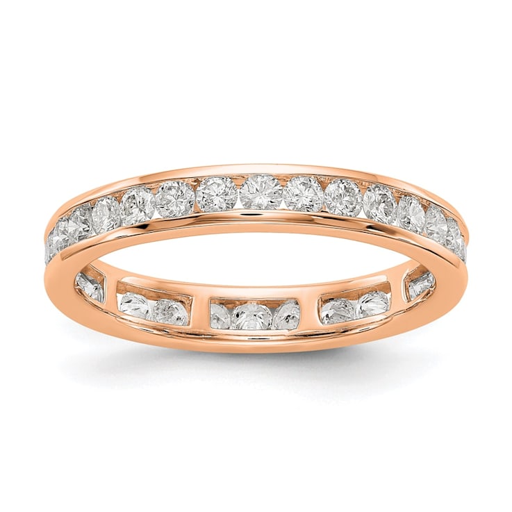 14K Rose Gold Lab Grown Diamond Polished 1 ct. Channel Set Eternity Band