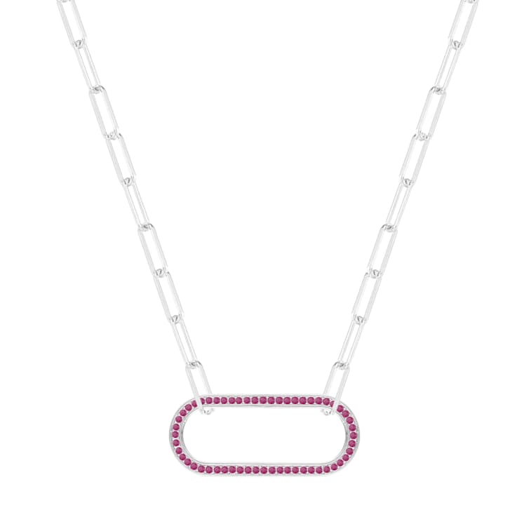 Ruby Sterling Silver Bar Necklace