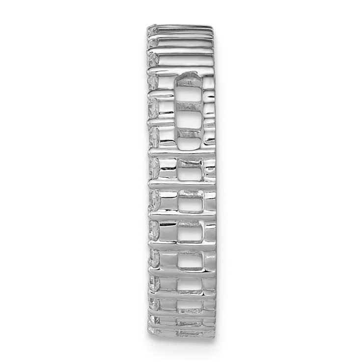 Rhodium Over 10k White Gold 0.62 ctw Diamond Circle Chain Slide Pendant