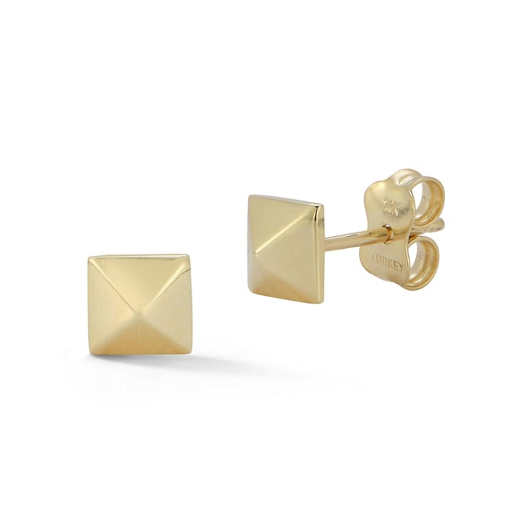 Bellissima Gold 14K Yellow Gold Square Pyramid Studs