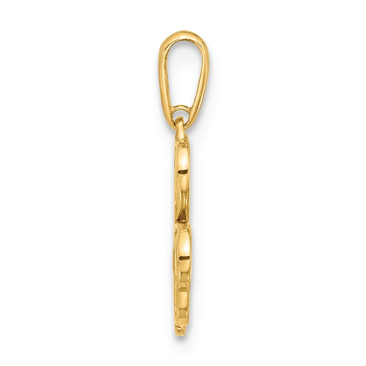 14K Yellow Gold Polished Three Leaf Clover Pendant