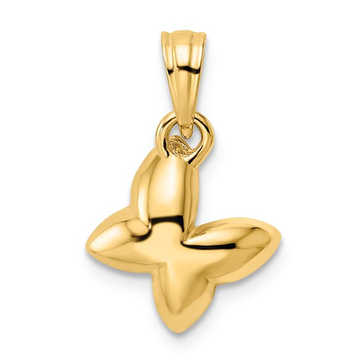 14K Two-tone Gold Half Diamond-Cut Butterfly Pendant