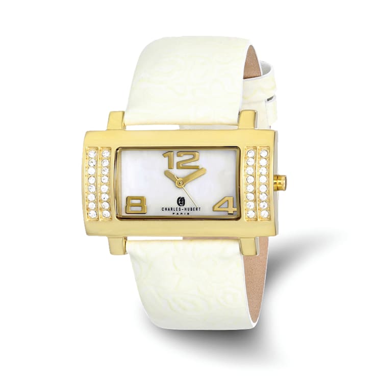 Ladies Charles Hubert Stainless White Leather 40x23mm Watch