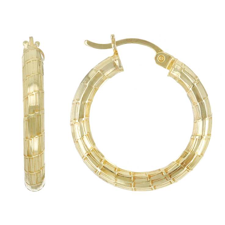 Diamond-Cut Hoop Earrings In 18K Gold Over Sterling Silver