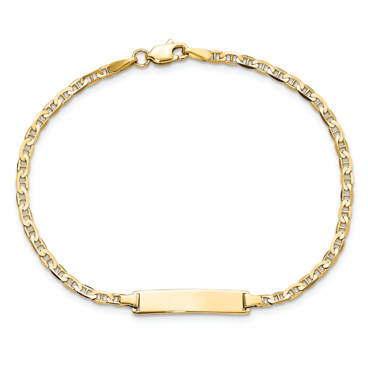 10k Yellow Gold Flat Mariner Link ID Bracelet