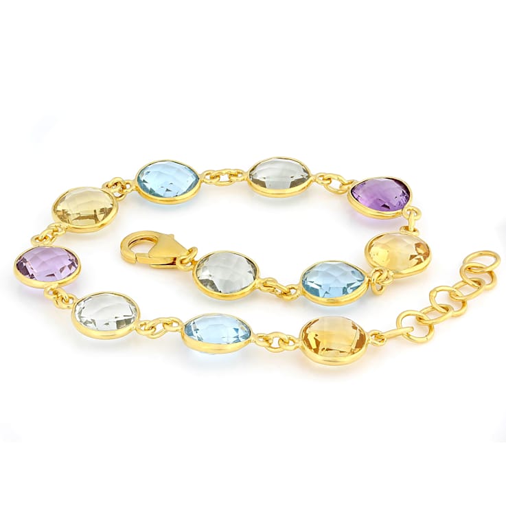 Multi-Gemstone Bracelet In 18K Gold Over Sterling Silver 19.18ctw