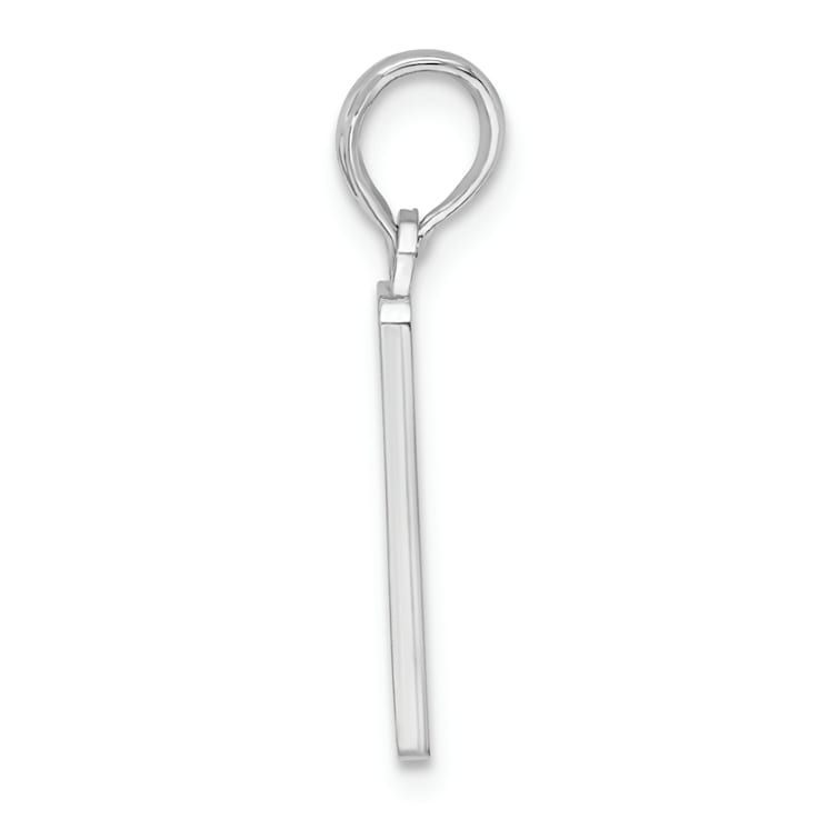 Rhodium Over Sterling Silver Enameled Small Key West Mile 0 Pendant