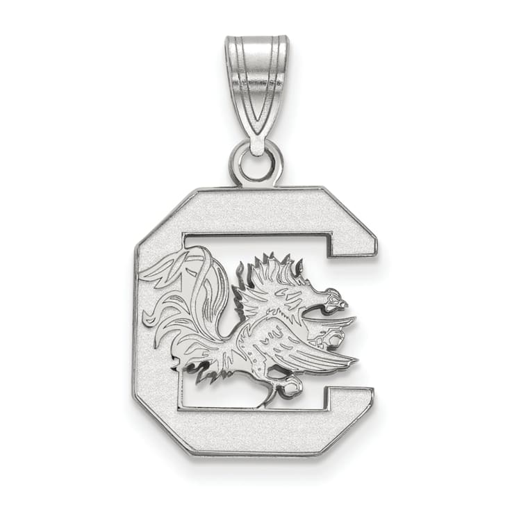 Rhodium Over Sterling Silver LogoArt University of South Carolina Medium Pendant