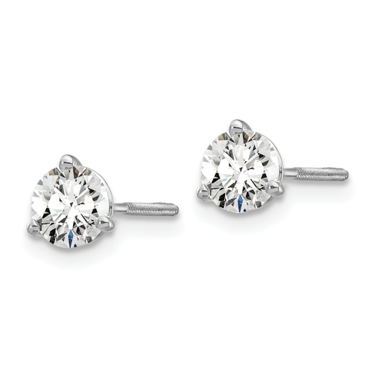 14K White Gold Lab Grown Diamond 3/4ctw VS/SI GH Screw Back 3-Prong Earrings