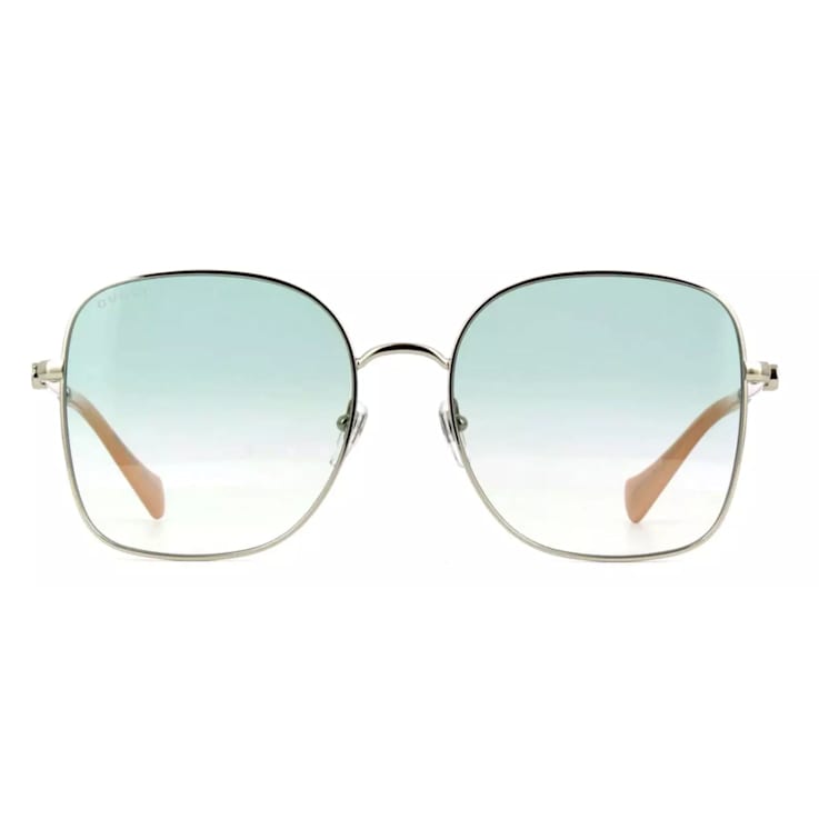 Gucci Silver Tone and Apricot Frame / Green Gradient Lens Sunglasses
