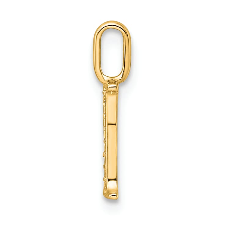 14K Yellow Gold Diamond Letter I Initial Pendant