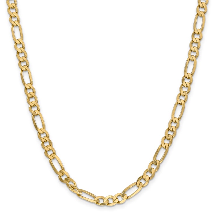 14K Yellow Gold 6.25mm Flat Figaro Chain Necklace