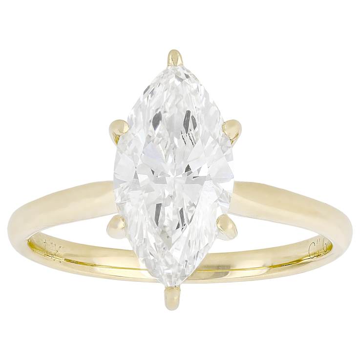 Lab-Grown Diamond Marquise Solitaire Ring In 14K Yellow Gold 2.00ct