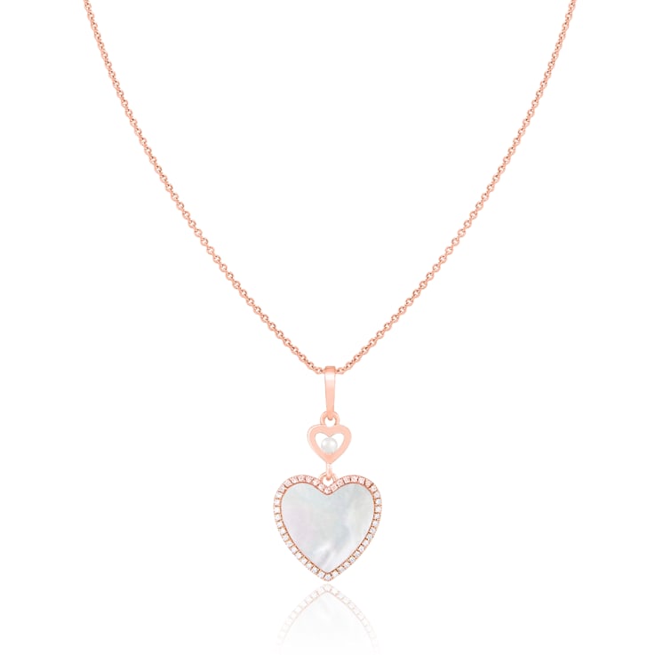 3-3½mm Cultured Freshwater, Mother of Pearl and Cubic Zirconia Rhodium
Over Sterling Silver Pendant