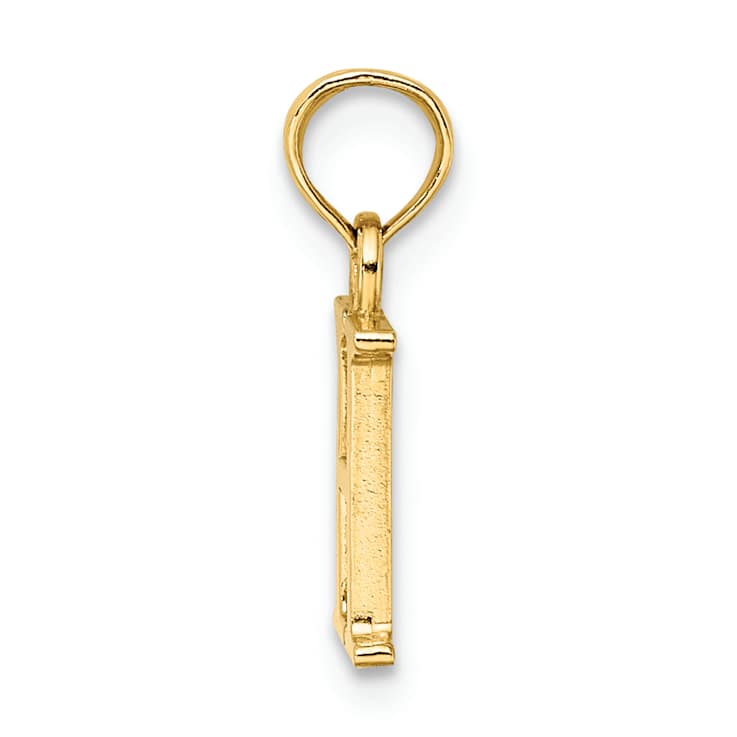 14k Yellow Gold Polished Block Letter H Initial Pendant