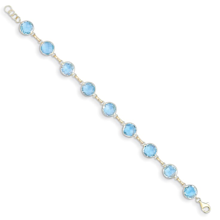 14K Yellow Gold Blue Topaz Circle 8-inch Bracelet