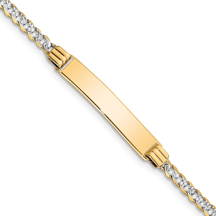 14k Yellow Gold and Rhodium Over 14k Yellow Gold Children's Pavé Curb
Link ID Bracelet