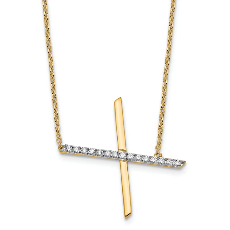 14k Yellow Gold and Rhodium Over 14k Yellow Gold Sideways Diamond
Initial X Pendant 18 Inch Necklace