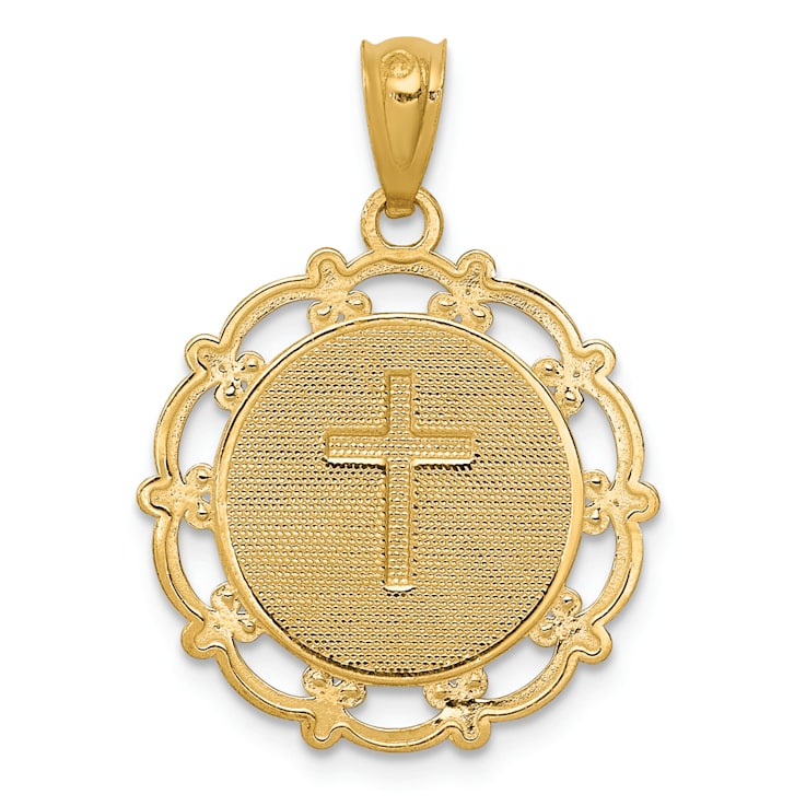 14K Yellow Gold with White Rhodium Baptism Pendant