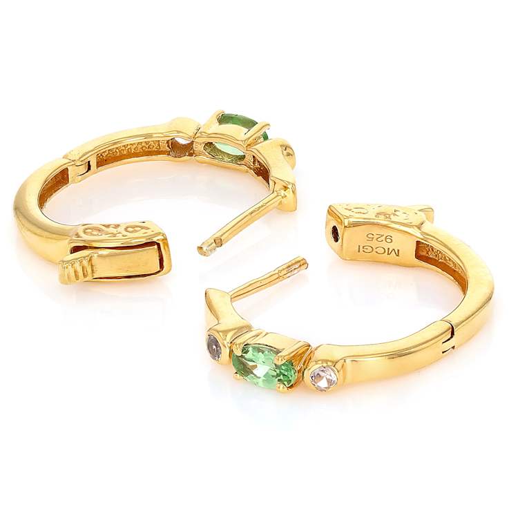 Mint Tsavorite And White Zircon Huggie Earrings In 18K Gold Over
Sterling Silver 0.61ctw
