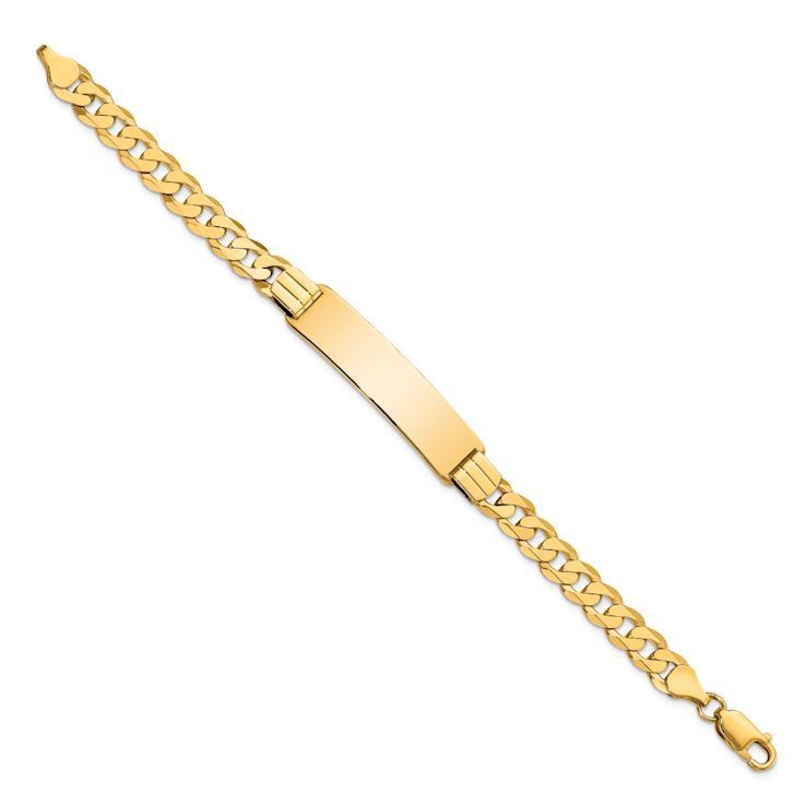 10k Yellow Gold Flat Curb Link ID Bracelet