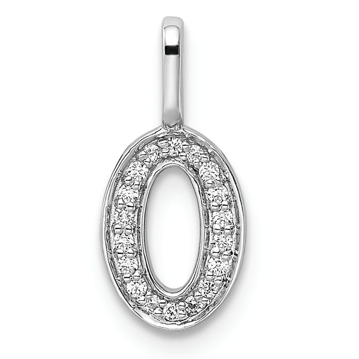 Rhodium Over 14k White Gold Diamond Number 0 Pendant