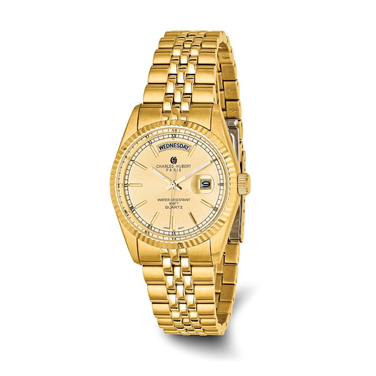 Mens Charles Hubert IP-plated Champagne Dial Watch