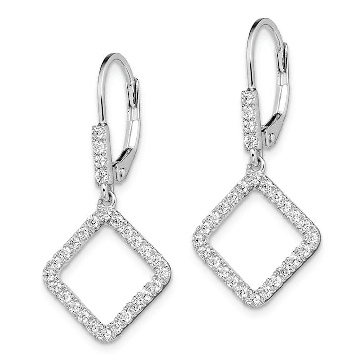 Rhodium Over 14K White Gold Lab Grown Diamond SI1/SI2, G H I, Square
Leverback Earring