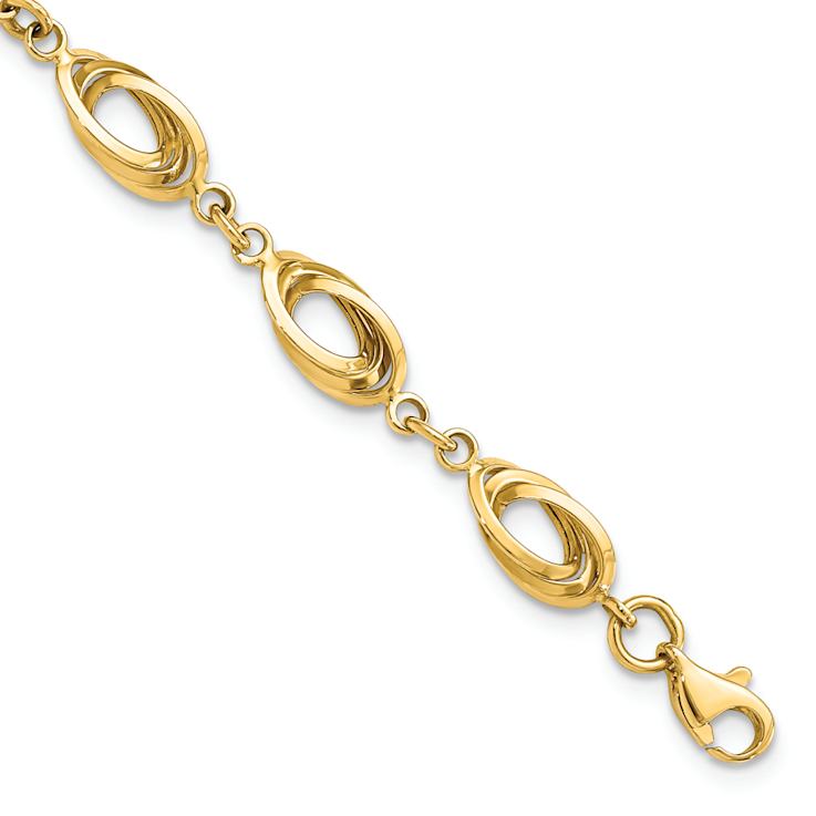 14k Yellow Gold 8mm Polished Fancy Link Bracelet