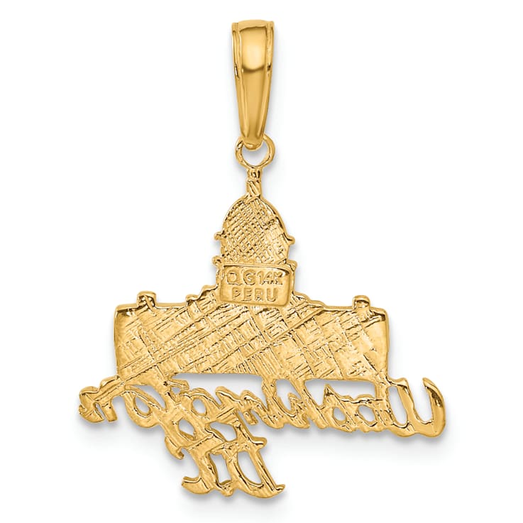 14k Yellow Gold Textured Washington D.C. Capitol Building Pendant