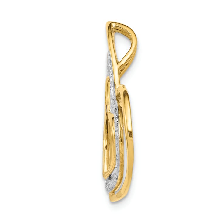 14K Two-tone Gold Diamond Triple Heart Chain Slide Pendant